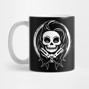 Female Electrician Skull and Screwdriver White Logo Mug